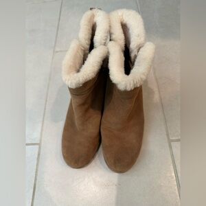 UGG Tan Shearling-Lined Women's Wedge  Boots